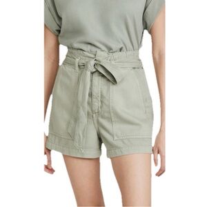 AG Adriano Goldschmied Paperbag Kai High-Rise Shorts Sulfur Natural Agave Sz 25